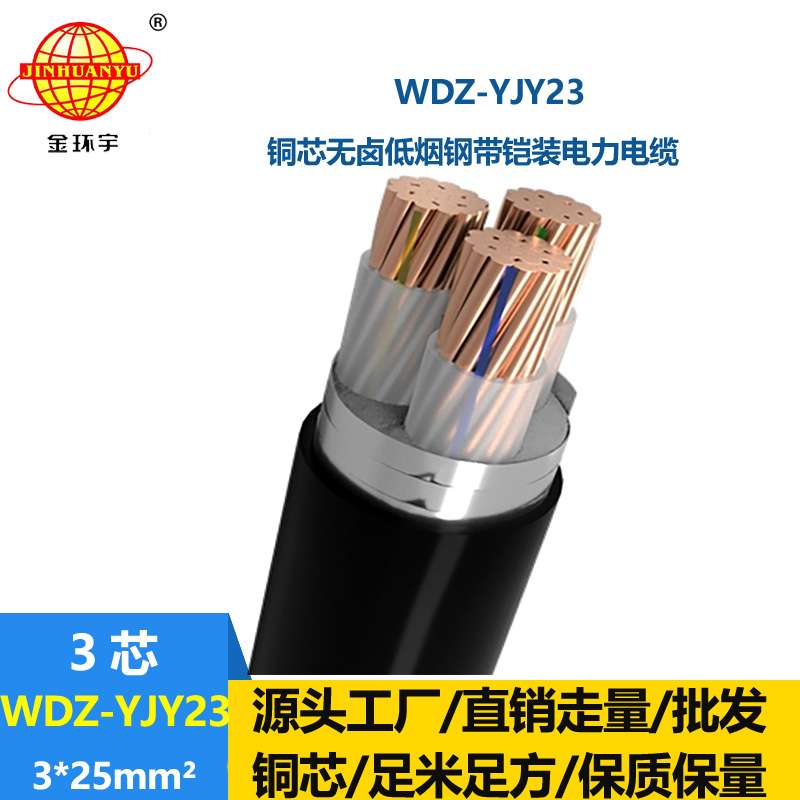 金環(huán)宇 低煙無(wú)鹵鎧裝電纜 低壓交聯(lián)電力電纜WDZ-YJY23-3x25平方
